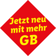 Text: Jetzt neu mit mehr GB
